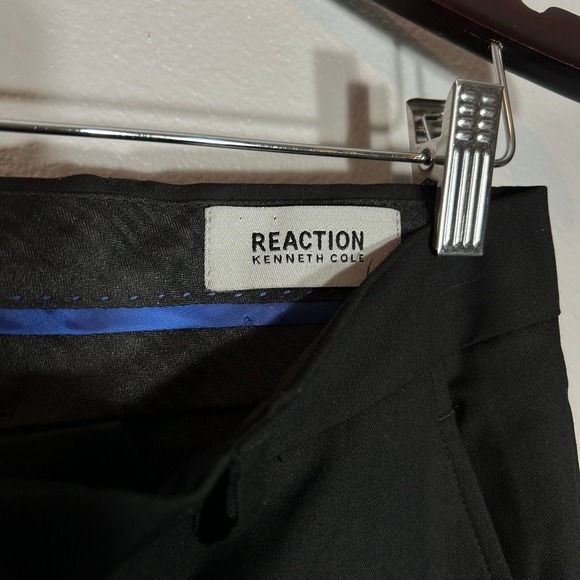 Reaction Kenneth Cole Dress Pants Black Straight Leg Trouser Men's Size 36R W29 - Picture 4 of 7